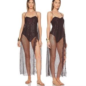 Free People Black Sheer Bodysuit